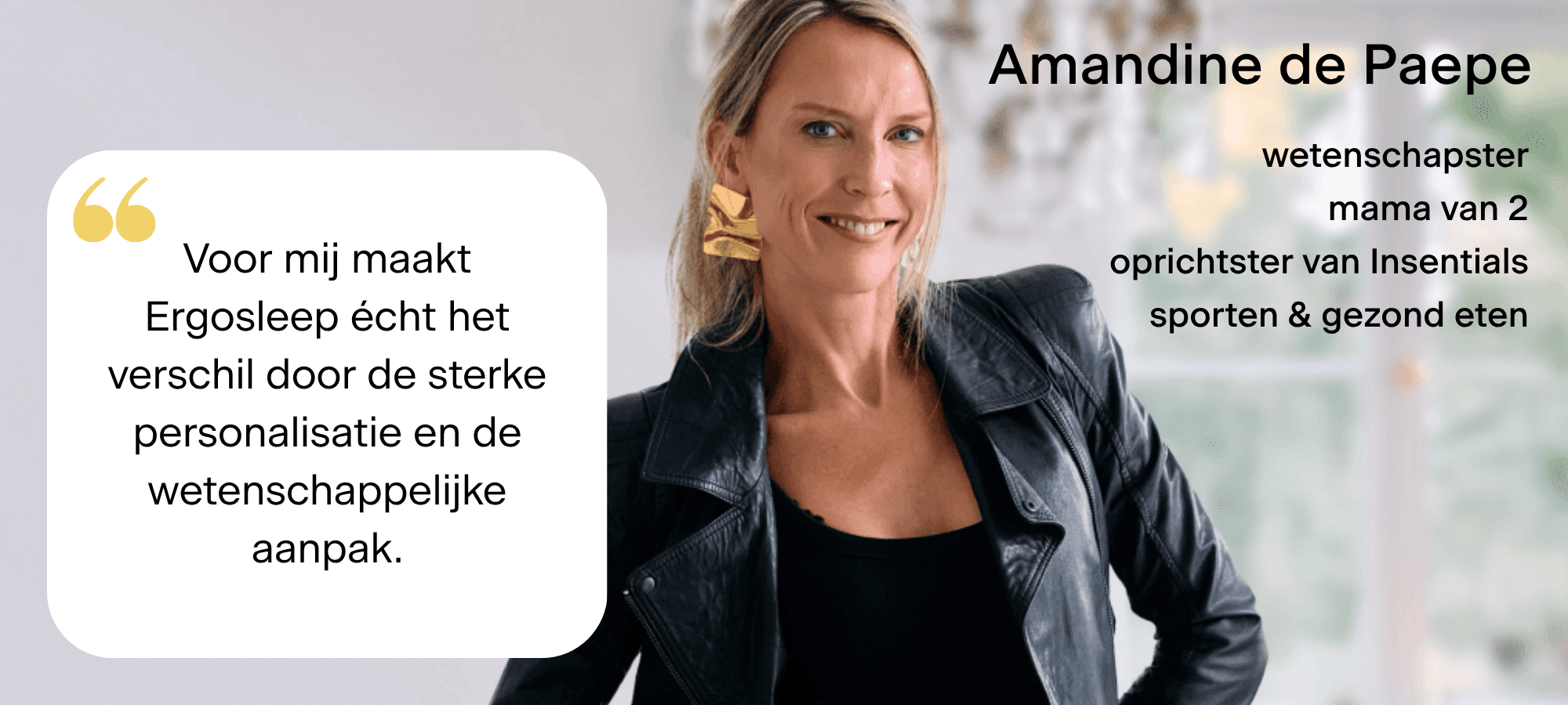 Amandine vertelt over haar ervarming met Ergosleep en de SLAAP-DNA meting: "Voor mij maakt Ergosleep écht het verschil door de sterke personalisatie en de wetenschappelijke aanpak."