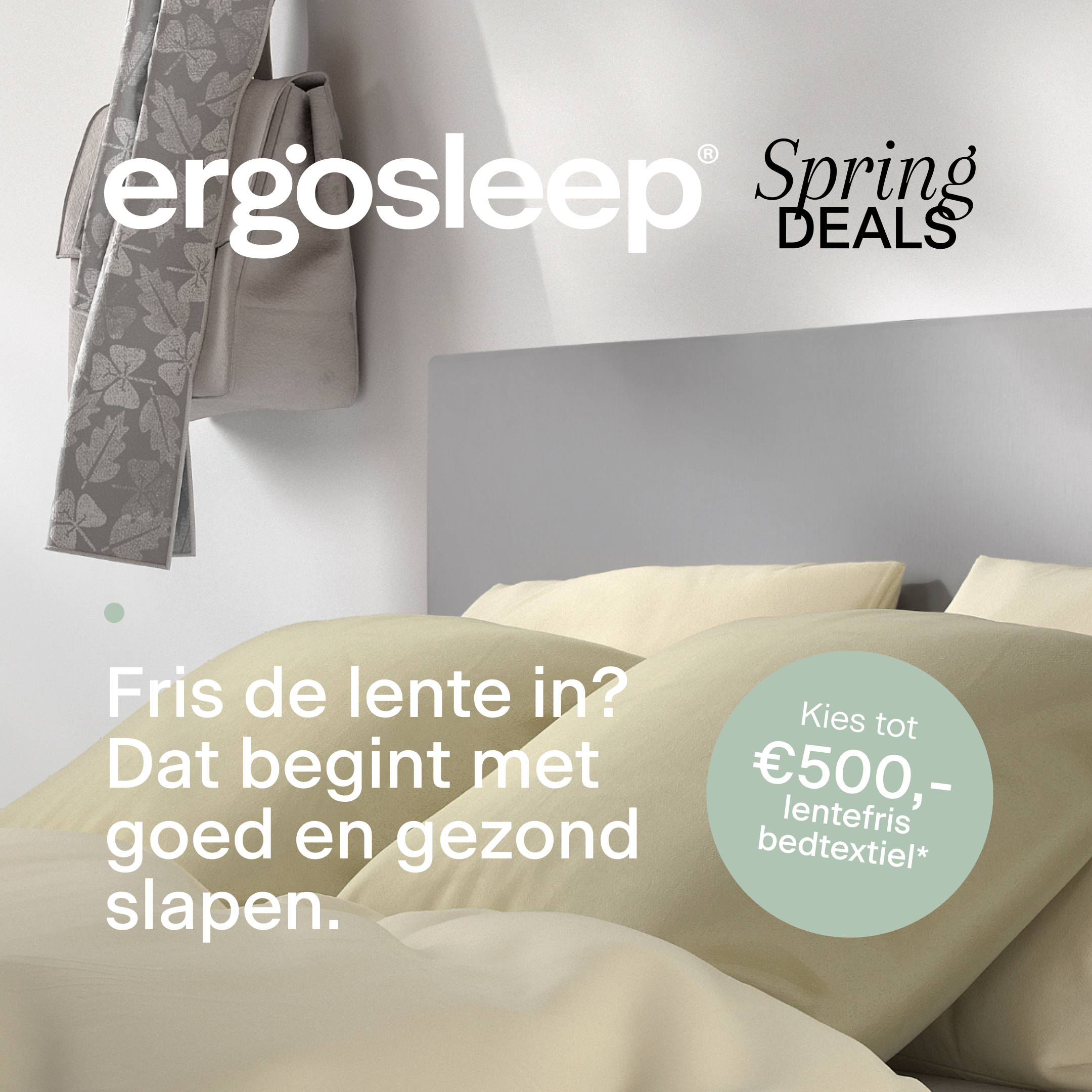 Ergosleep Spring Deals: kies tot €500,- lentefris bedtextiel